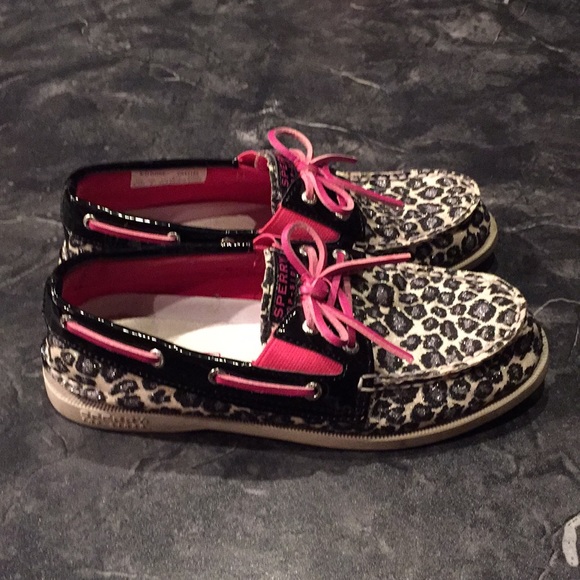 Sperry Other - Sperry Glitter Sparkle Leopard W Pink Trim Shoes